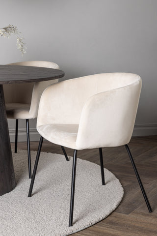 Venture Home Lanzo Matbord φ120 - Mocca/Mocca +Berit Stol - Svart / Beige sammet _4