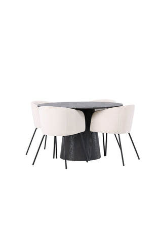 Venture Home Lanzo Matbord φ120 - Mocca/Mocca +Berit Stol - Svart / Beige sammet _4