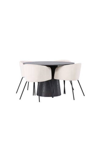Venture Home Lanzo Matbord φ120 - Mocca/Mocca +Berit Stol - Svart / Beige sammet _4