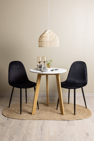 Venture Home Leonora Matbord φ65 - Oaklook / Vit MDF +Polar Matstol - Svarta ben / Svart sammet _2
