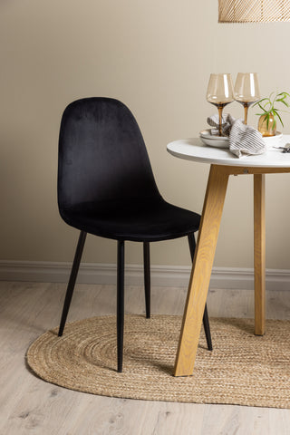 Venture Home Leonora Matbord φ65 - Oaklook / Vit MDF +Polar Matstol - Svarta ben / Svart sammet _2