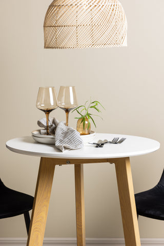 Venture Home Leonora Matbord φ65 - Oaklook / Vit MDF +Polar Matstol - Svarta ben / Svart sammet _2