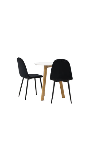 Venture Home Leonora Matbord φ65 - Oaklook / Vit MDF +Polar Matstol - Svarta ben / Svart sammet _2
