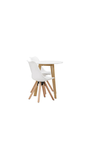 Venture Home Leonora Matbord φ65 - Eklook / Vit MDF +Zeno Matstol - Naturträlook / Vit PP _2