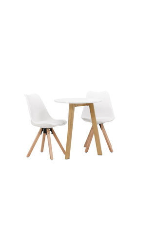 Venture Home Leonora Matbord φ65 - Eklook / Vit MDF +Zeno Matstol - Naturträlook / Vit PP _2