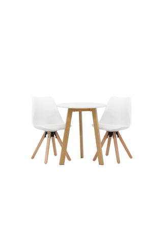 Venture Home Leonora Matbord φ65 - Eklook / Vit MDF +Zeno Matstol - Naturträlook / Vit PP _2