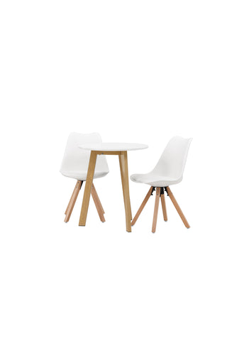 Venture Home Leonora Matbord φ65 - Eklook / Vit MDF +Zeno Matstol - Naturträlook / Vit PP _2