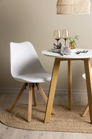 Venture Home Leonora Matbord φ65 - Eklook / Vit MDF +Zeno Matstol - Naturträlook / Vit PP _2