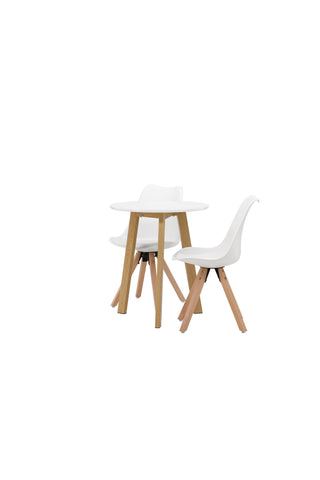 Venture Home Leonora Matbord φ65 - Eklook / Vit MDF +Zeno Matstol - Naturträlook / Vit PP _2