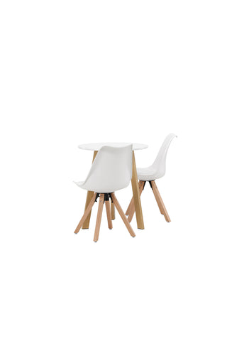 Venture Home Leonora Matbord φ65 - Eklook / Vit MDF +Zeno Matstol - Naturträlook / Vit PP _2