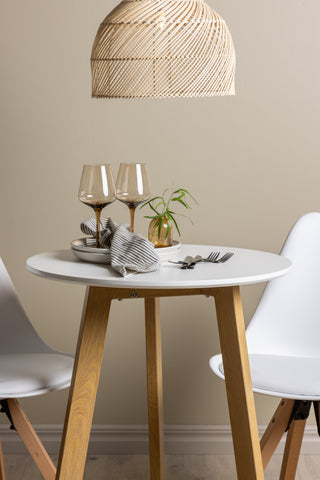 Venture Home Leonora Matbord φ65 - Eklook / Vit MDF +Zeno Matstol - Naturträlook / Vit PP _2