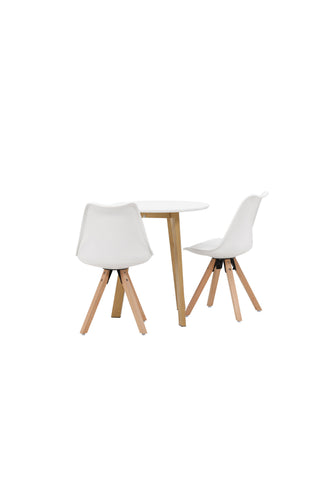 Venture Home Leonora Matbord φ65 - Eklook / Vit MDF +Zeno Matstol - Naturträlook / Vit PP _2
