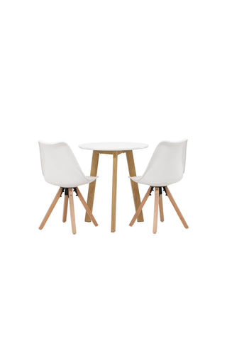 Venture Home Leonora Matbord φ65 - Eklook / Vit MDF +Zeno Matstol - Naturträlook / Vit PP _2