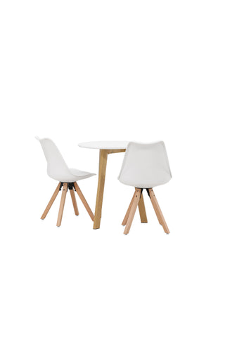 Venture Home Leonora Matbord φ65 - Eklook / Vit MDF +Zeno Matstol - Naturträlook / Vit PP _2