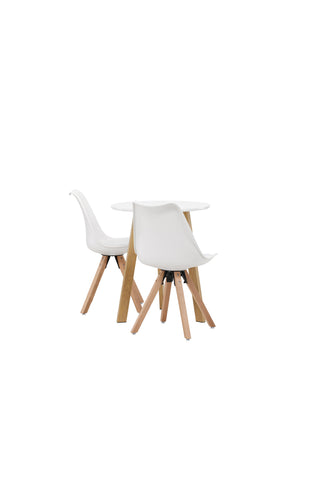 Venture Home Leonora Matbord φ65 - Eklook / Vit MDF +Zeno Matstol - Naturträlook / Vit PP _2