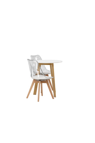 Venture Home Leonora Matbord φ65 - Eklook / Vit MDF +Edvin Matstol - Natur / PET (sittdyna vit) PET yta, sits med vanlig svamp _2