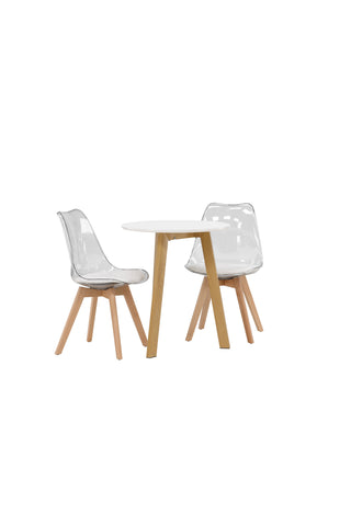 Venture Home Leonora Matbord φ65 - Eklook / Vit MDF +Edvin Matstol - Natur / PET (sittdyna vit) PET yta, sits med vanlig svamp _2