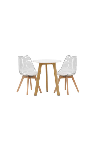Venture Home Leonora Matbord φ65 - Eklook / Vit MDF +Edvin Matstol - Natur / PET (sittdyna vit) PET yta, sits med vanlig svamp _2