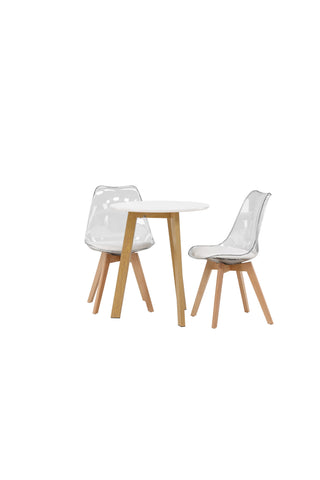 Venture Home Leonora Matbord φ65 - Eklook / Vit MDF +Edvin Matstol - Natur / PET (sittdyna vit) PET yta, sits med vanlig svamp _2