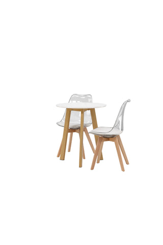 Venture Home Leonora Matbord φ65 - Eklook / Vit MDF +Edvin Matstol - Natur / PET (sittdyna vit) PET yta, sits med vanlig svamp _2
