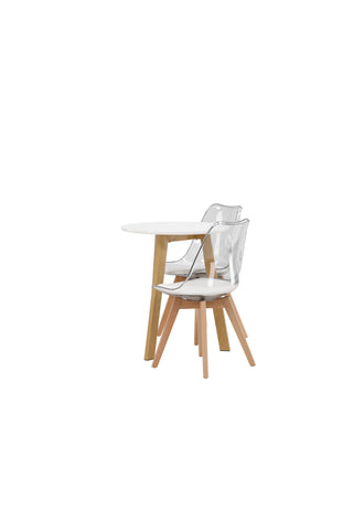 Venture Home Leonora Matbord φ65 - Eklook / Vit MDF +Edvin Matstol - Natur / PET (sittdyna vit) PET yta, sits med vanlig svamp _2
