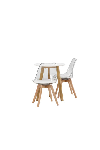 Venture Home Leonora Matbord φ65 - Eklook / Vit MDF +Edvin Matstol - Natur / PET (sittdyna vit) PET yta, sits med vanlig svamp _2