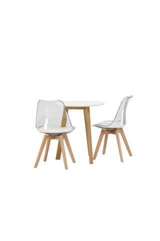Venture Home Leonora Matbord φ65 - Eklook / Vit MDF +Edvin Matstol - Natur / PET (sittdyna vit) PET yta, sits med vanlig svamp _2
