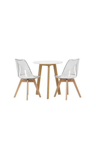 Venture Home Leonora Matbord φ65 - Eklook / Vit MDF +Edvin Matstol - Natur / PET (sittdyna vit) PET yta, sits med vanlig svamp _2