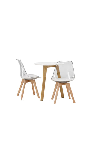 Venture Home Leonora Matbord φ65 - Eklook / Vit MDF +Edvin Matstol - Natur / PET (sittdyna vit) PET yta, sits med vanlig svamp _2