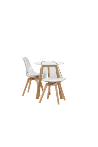 Venture Home Leonora Matbord φ65 - Eklook / Vit MDF +Edvin Matstol - Natur / PET (sittdyna vit) PET yta, sits med vanlig svamp _2