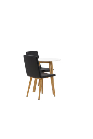 Venture Home Leonora Matbord φ65 - Oaklook / Vit MDF +Today Dining Chair - Nature / Svart PU _2