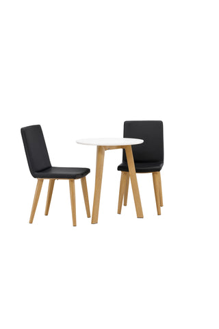 Venture Home Leonora Matbord φ65 - Oaklook / Vit MDF +Today Dining Chair - Nature / Svart PU _2