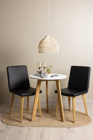 Venture Home Leonora Matbord φ65 - Oaklook / Vit MDF +Today Dining Chair - Nature / Svart PU _2