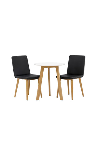 Venture Home Leonora Matbord φ65 - Oaklook / Vit MDF +Today Dining Chair - Nature / Svart PU _2