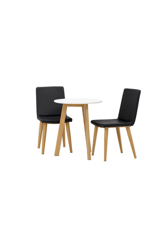 Venture Home Leonora Matbord φ65 - Oaklook / Vit MDF +Today Dining Chair - Nature / Svart PU _2