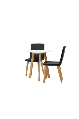Venture Home Leonora Matbord φ65 - Oaklook / Vit MDF +Today Dining Chair - Nature / Svart PU _2