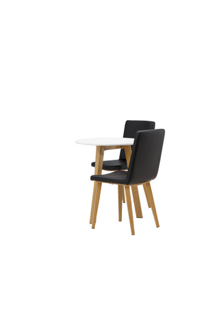 Venture Home Leonora Matbord φ65 - Oaklook / Vit MDF +Today Dining Chair - Nature / Svart PU _2