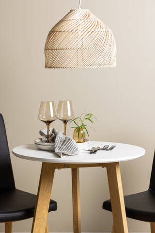 Venture Home Leonora Matbord φ65 - Oaklook / Vit MDF +Today Dining Chair - Nature / Svart PU _2