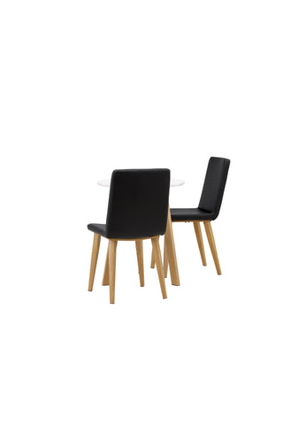 Venture Home Leonora Matbord φ65 - Oaklook / Vit MDF +Today Dining Chair - Nature / Svart PU _2