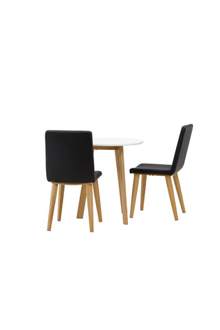 Venture Home Leonora Matbord φ65 - Oaklook / Vit MDF +Today Dining Chair - Nature / Svart PU _2