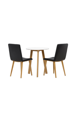 Venture Home Leonora Matbord φ65 - Oaklook / Vit MDF +Today Dining Chair - Nature / Svart PU _2
