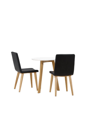 Venture Home Leonora Matbord φ65 - Oaklook / Vit MDF +Today Dining Chair - Nature / Svart PU _2