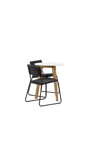 Venture Home Leonora Matbord φ65 - Oaklook / Vit MDF +Kenth Stol - Svart / Svart PU _2
