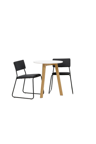 Venture Home Leonora Matbord φ65 - Oaklook / Vit MDF +Kenth Stol - Svart / Svart PU _2