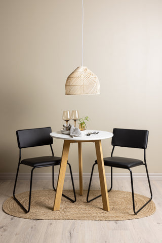 Venture Home Leonora Matbord φ65 - Oaklook / Vit MDF +Kenth Stol - Svart / Svart PU _2