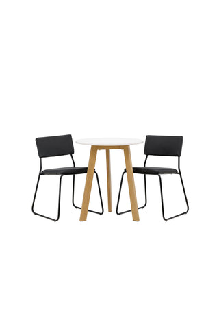 Venture Home Leonora Matbord φ65 - Oaklook / Vit MDF +Kenth Stol - Svart / Svart PU _2