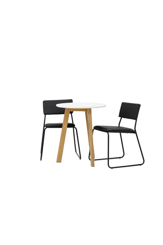 Venture Home Leonora Matbord φ65 - Oaklook / Vit MDF +Kenth Stol - Svart / Svart PU _2
