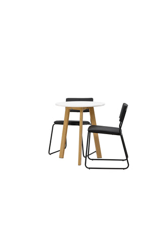 Venture Home Leonora Matbord φ65 - Oaklook / Vit MDF +Kenth Stol - Svart / Svart PU _2