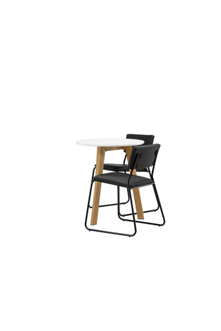 Venture Home Leonora Matbord φ65 - Oaklook / Vit MDF +Kenth Stol - Svart / Svart PU _2