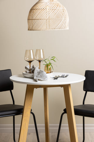 Venture Home Leonora Matbord φ65 - Oaklook / Vit MDF +Kenth Stol - Svart / Svart PU _2